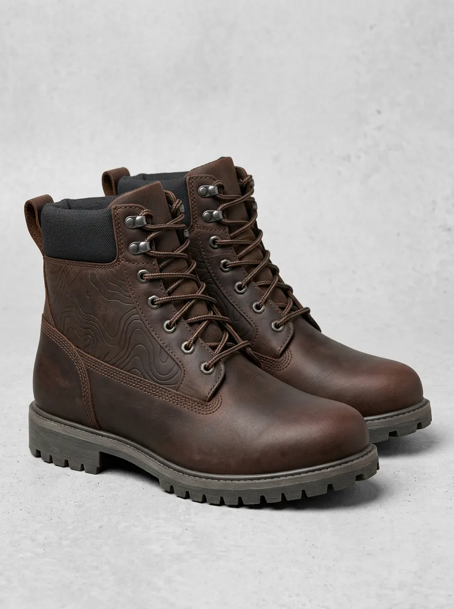Unisex Classic Outdoor Hiking Topographic Pattern Print Work Boots