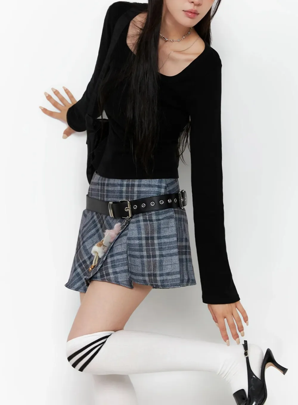 Wide Neck Fitted Long Sleeve Top