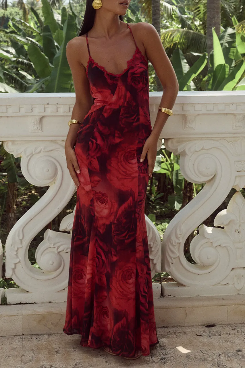 Spaghetti Strap Printed Maxi Dress
