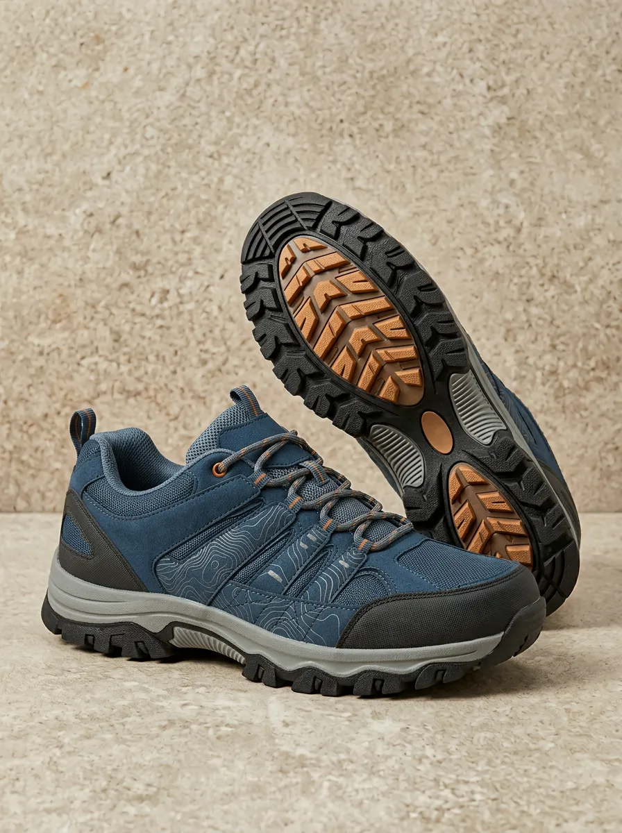 Men's Hiking Lover Topographic Map Printed Outdoor Shoes