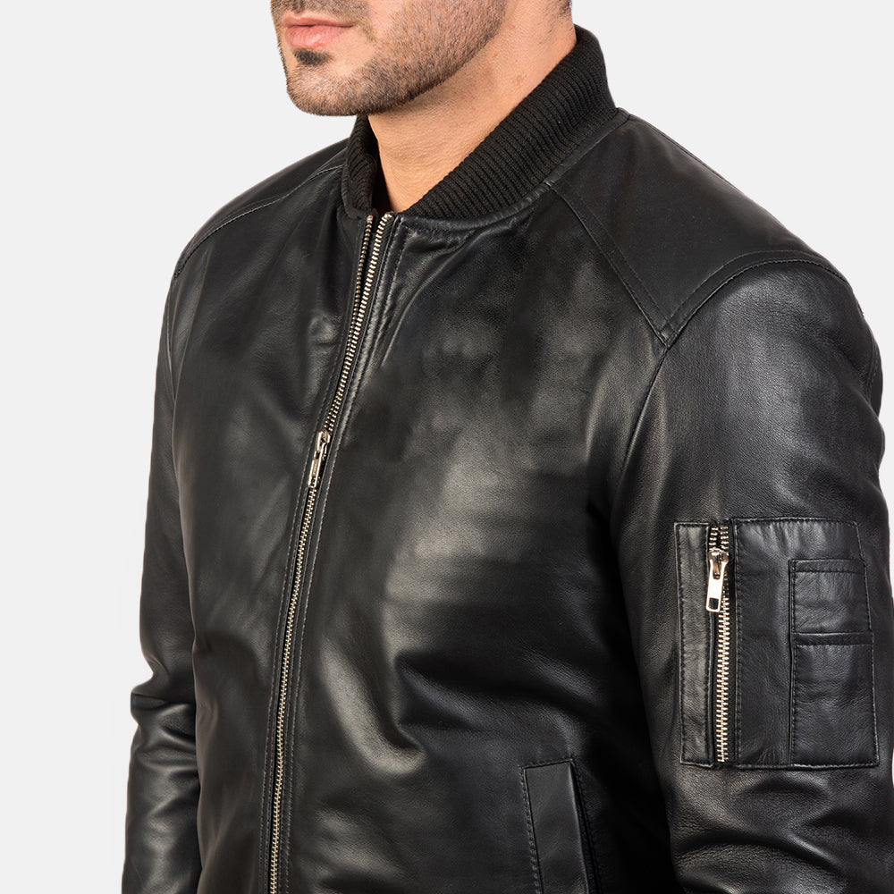 Men's Refined Bomber Leather Jacket