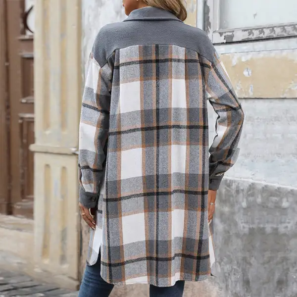 Women's Chic Shirt Plaid Button-Detail Outwear