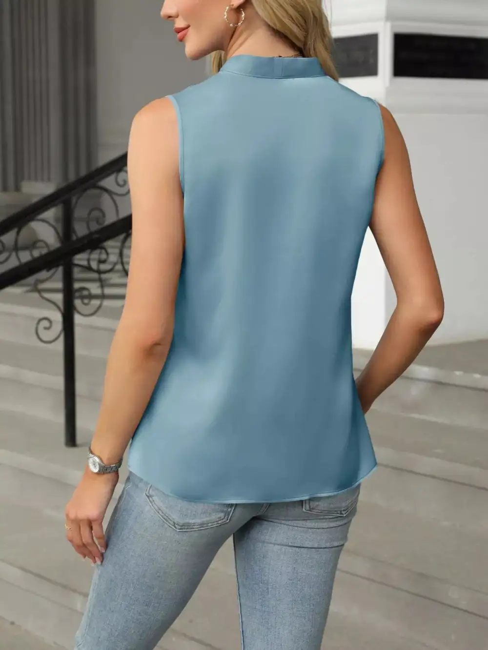 V Neck Satin Tank