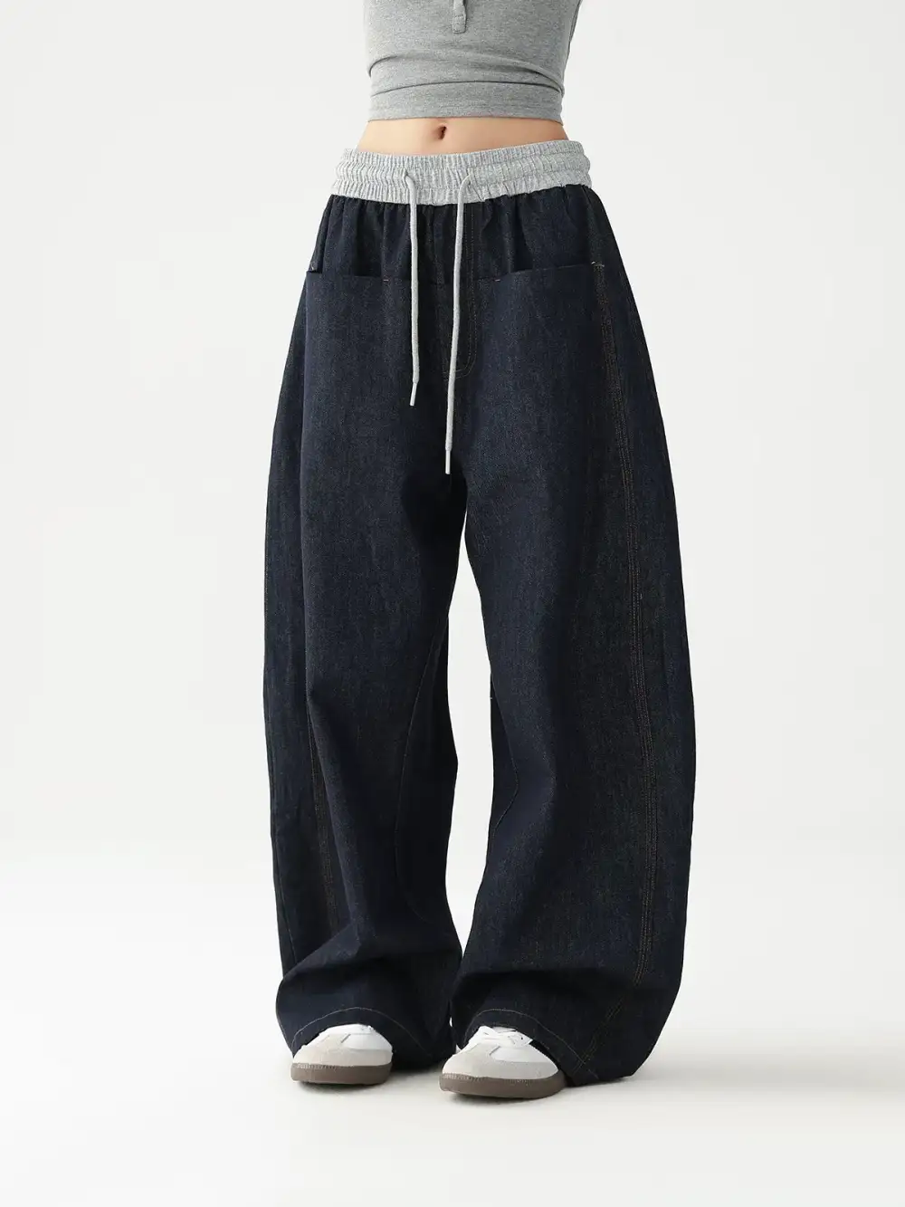 Curved-Cut Relaxed Jeans