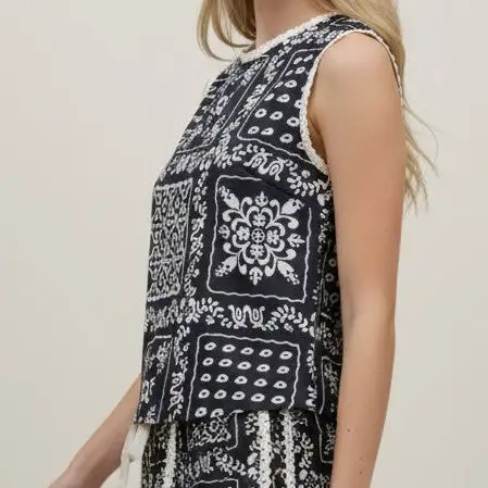 Patchwork Bandana Print Sleeveless Top