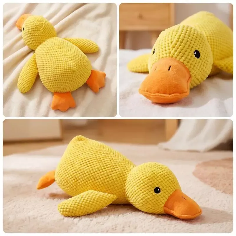 Squeaky Plush Duck Dog Toy Pineapple Fabric Secure Stitching Cotton Filling Bite Resistant Anxiety Relief Teething Pet