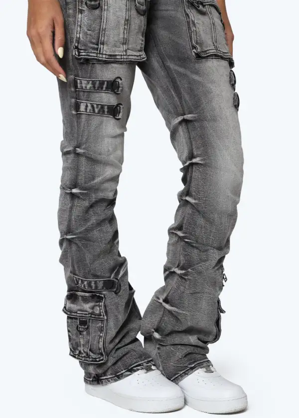 High-Rise Stacked Cargo Jeans