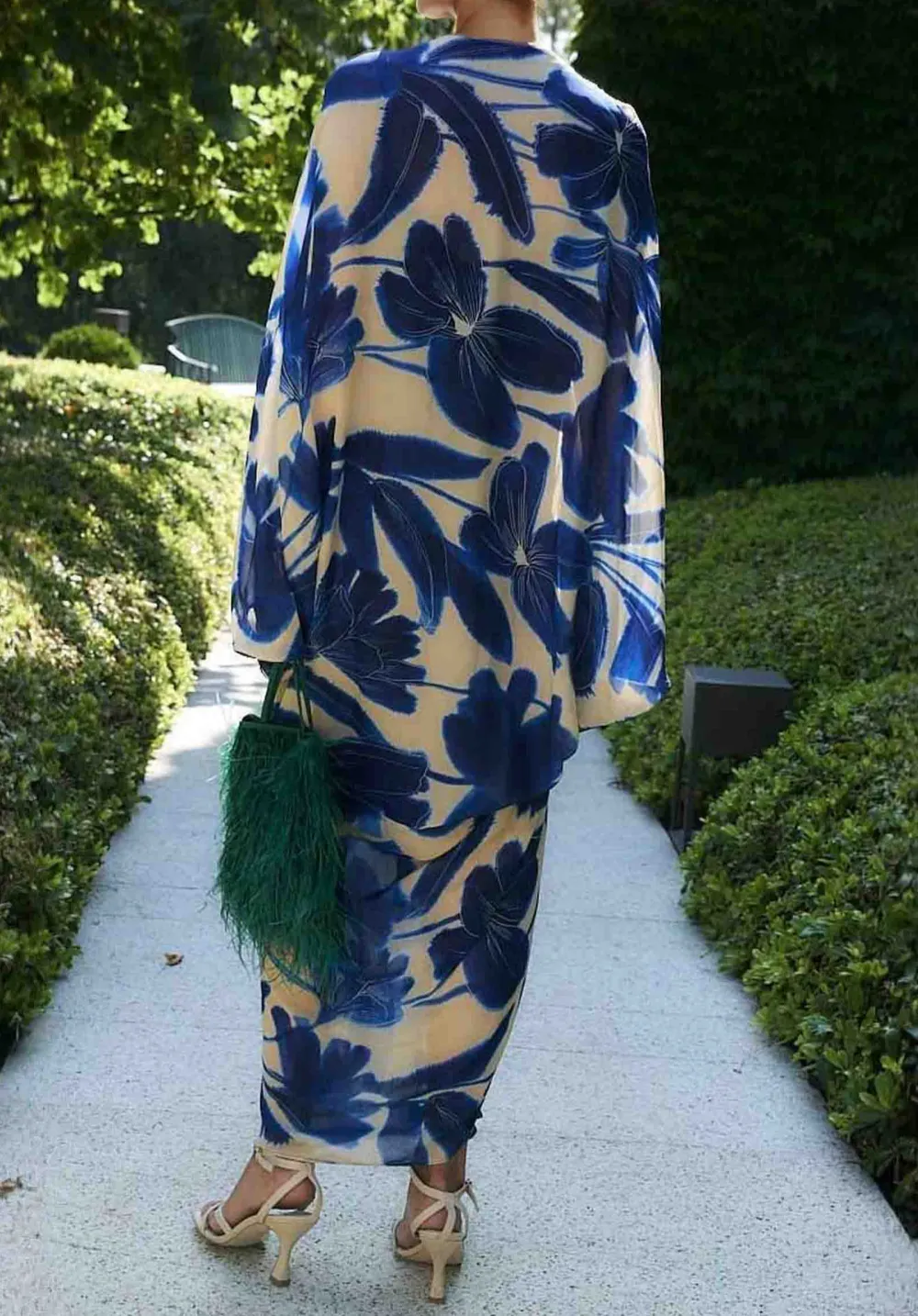 Oversized Floral Print Batwing Maxi Dress