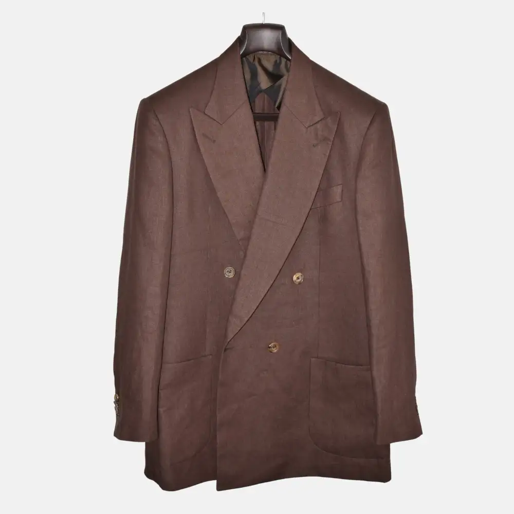 Refined Double Breasted Linen Blazer Jacket