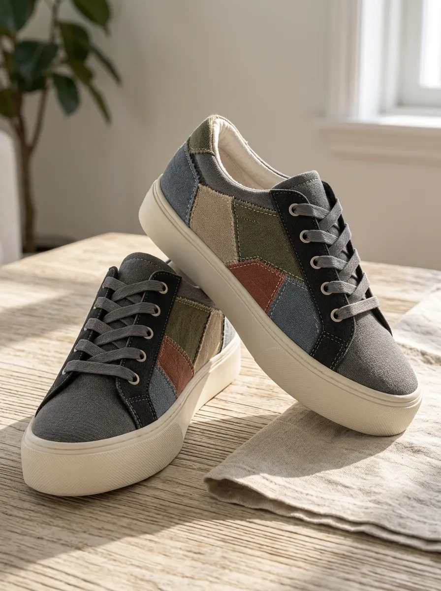 Men's Modern Casual Patchwork Colorblock Patterned Canvas Shoes