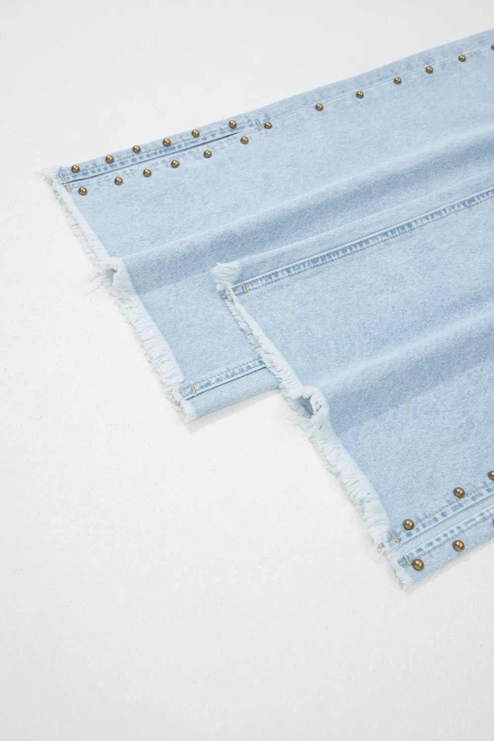 Light Blue Studded Wide Leg Jeans