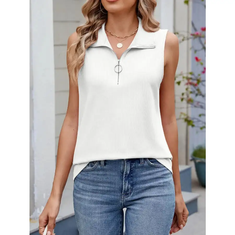 Quarter Zip Collared Tank