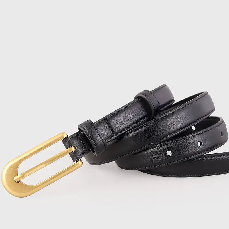 Modern Buckle Skinny Leather Belt