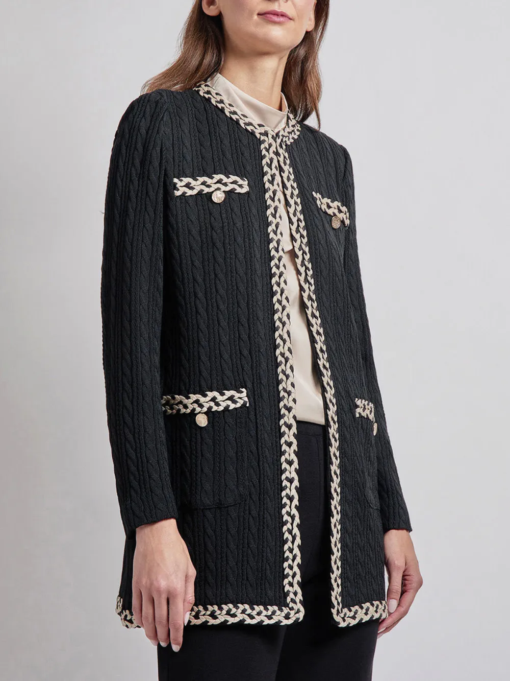 Contrast Colored Medium Length Jacket