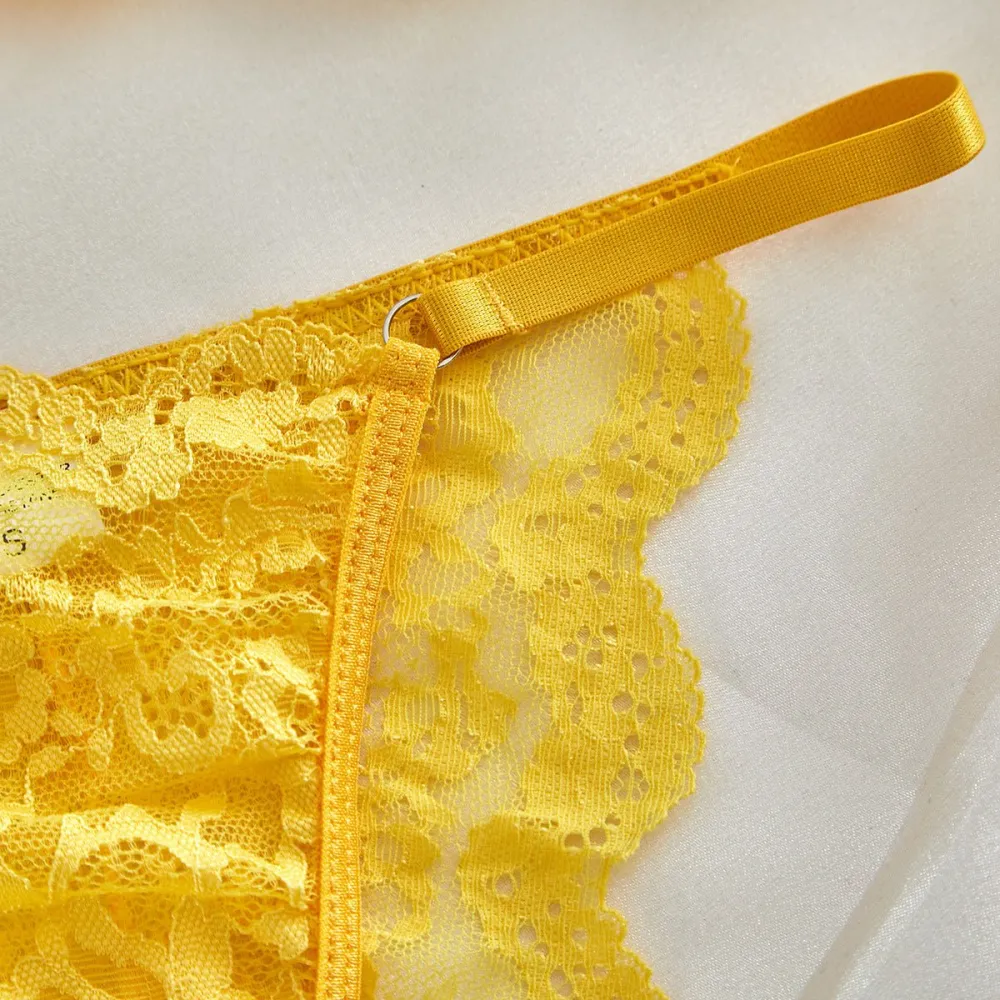 Sheer Lace Suspender Bra And Panty Set
