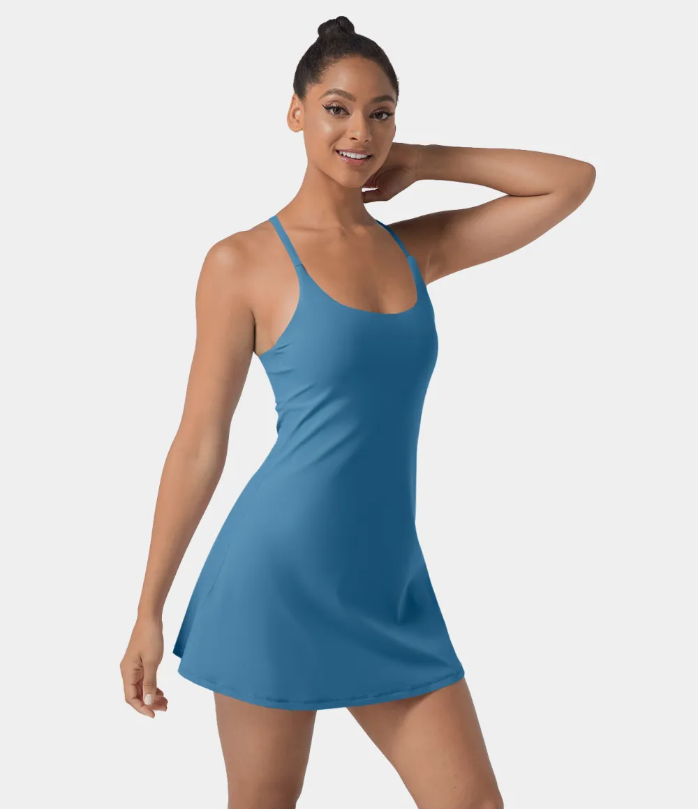 Softlyzero Airy Backless Cut Out 2-in-1 Pocket Cool Touch Mini Activity Dress