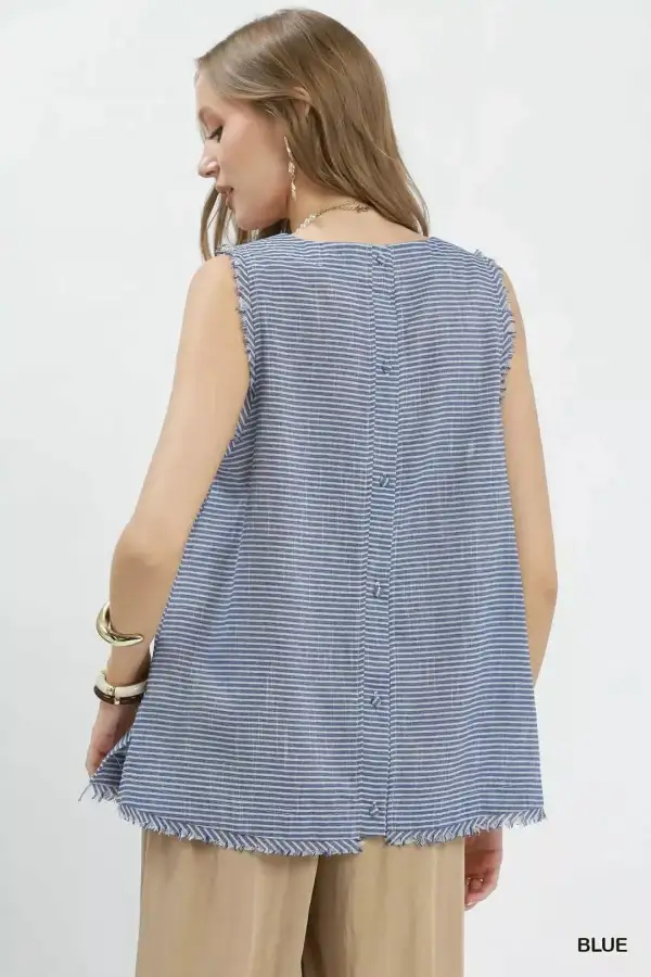 Fringe Trim Sleeveless Top