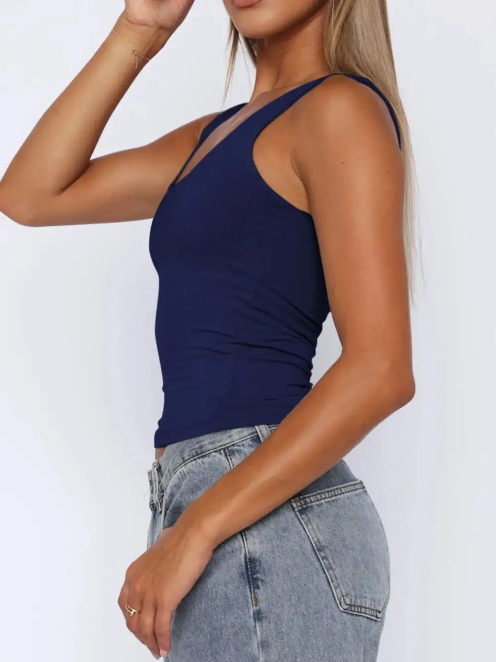 Refined Square-Neck Wide-Strap  Tank Top