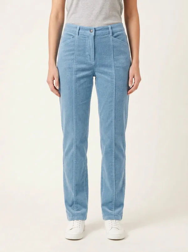 Women's Front-Seam Slant-Pocket Straight-Leg Corduroy Pants