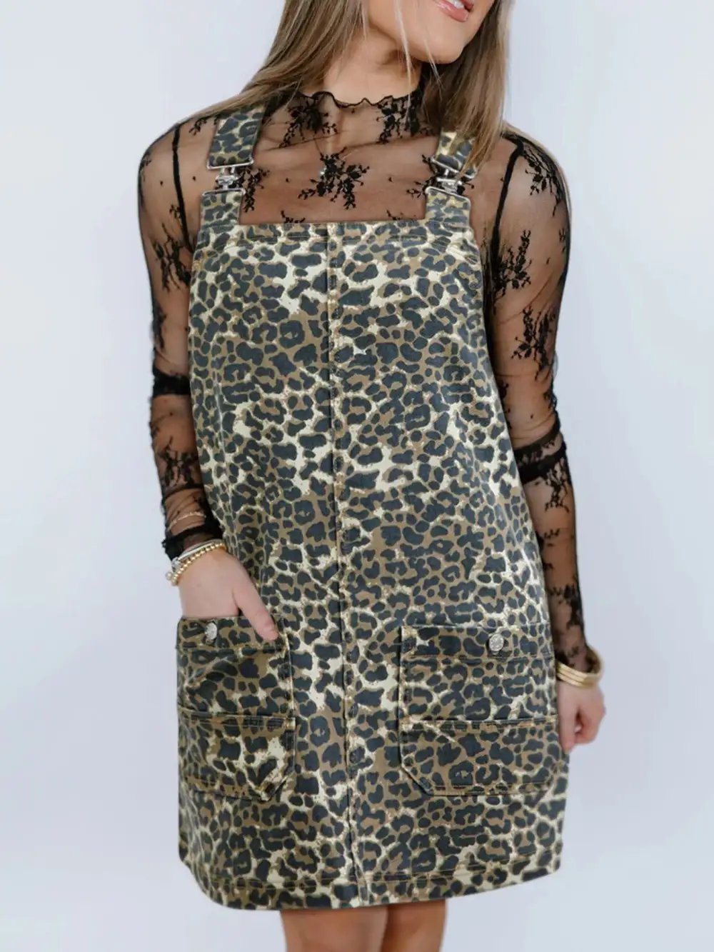 Comfort Fit Animal Print Denim Jumpsuit