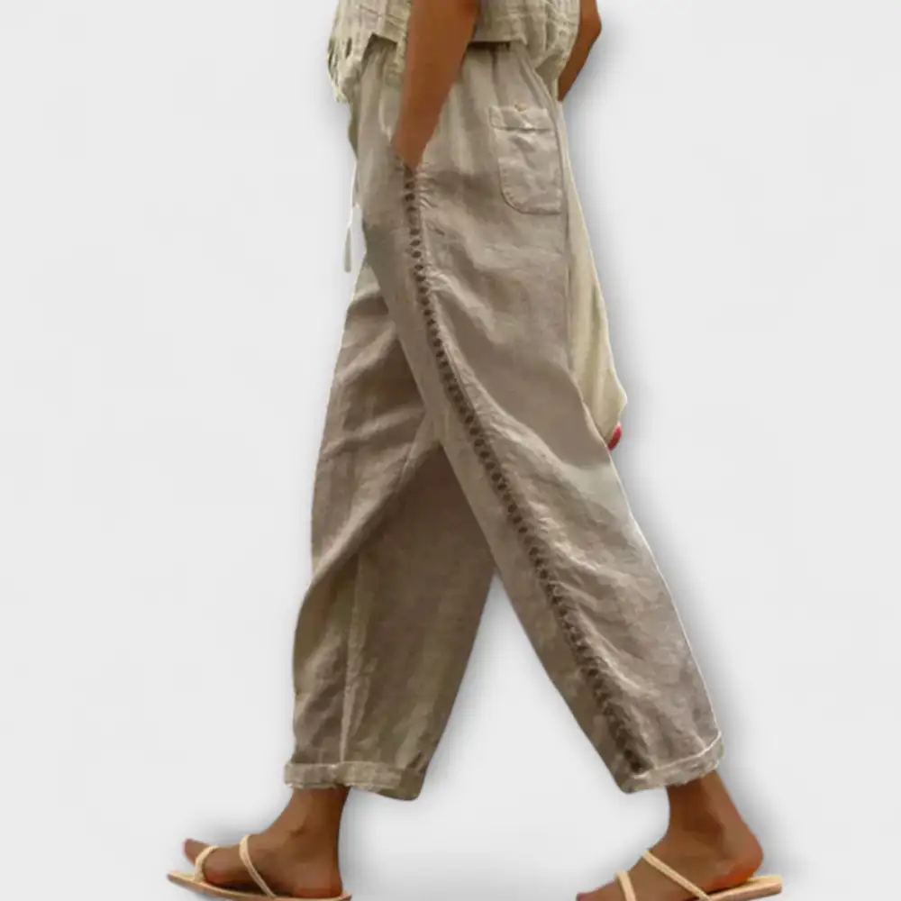 Linen Boho High Waist Trousers
