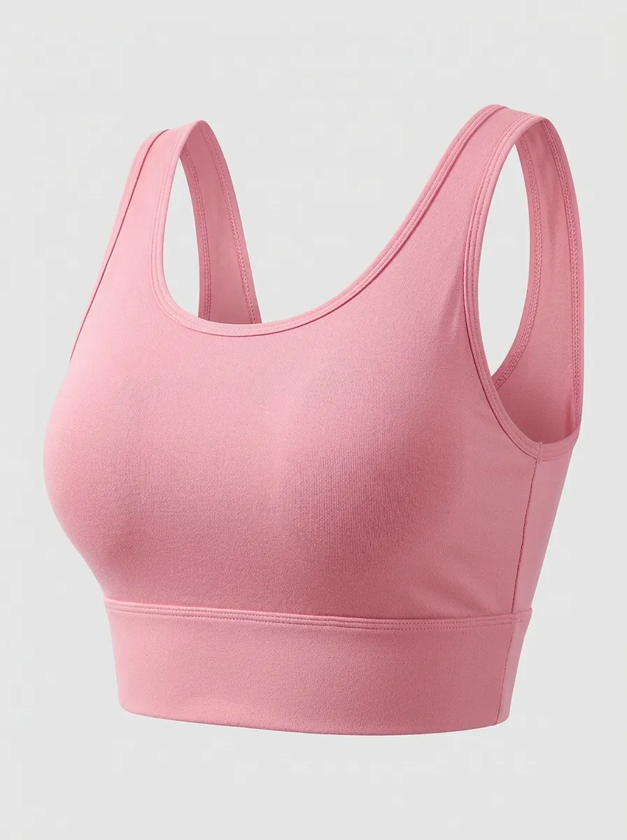 Women's Scoop-Neck Reinforced-Trim Wide-Strap Flat-Band Sports Bra