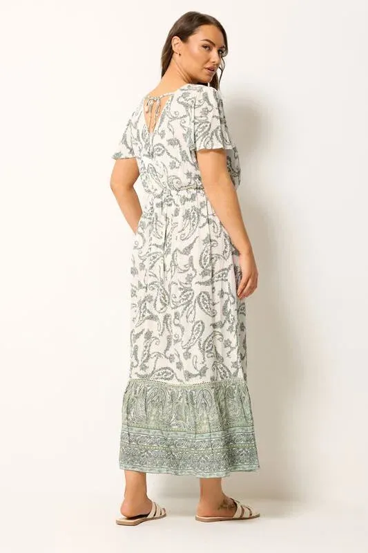 Green Paisley Border Detail Dress
