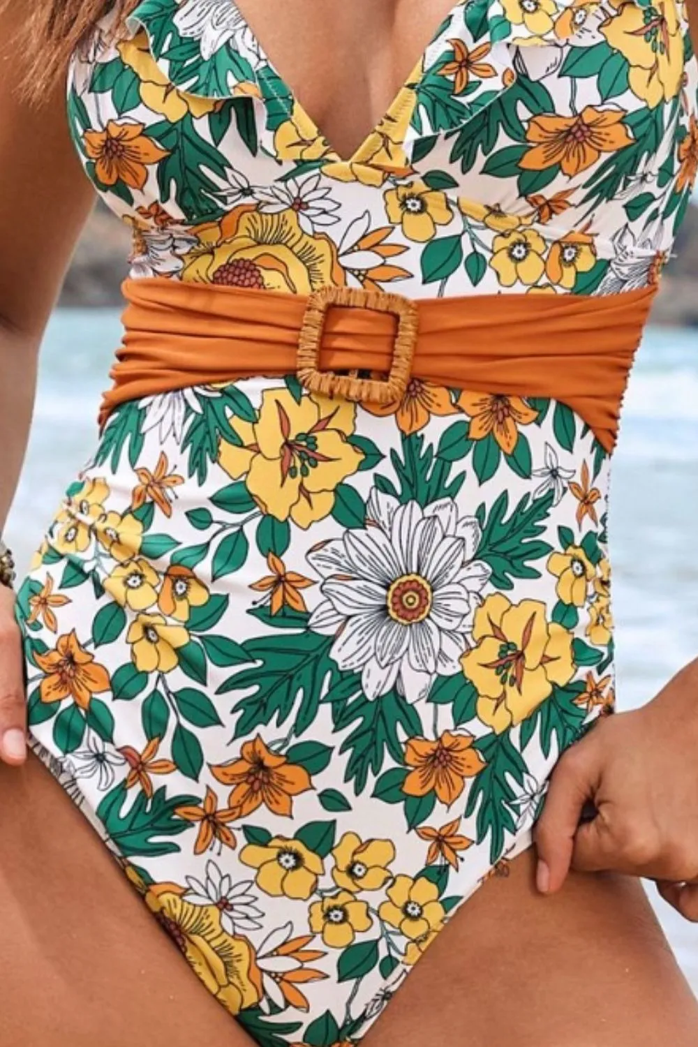 Tropic Ruffle Floral One Piece Swimsuit
