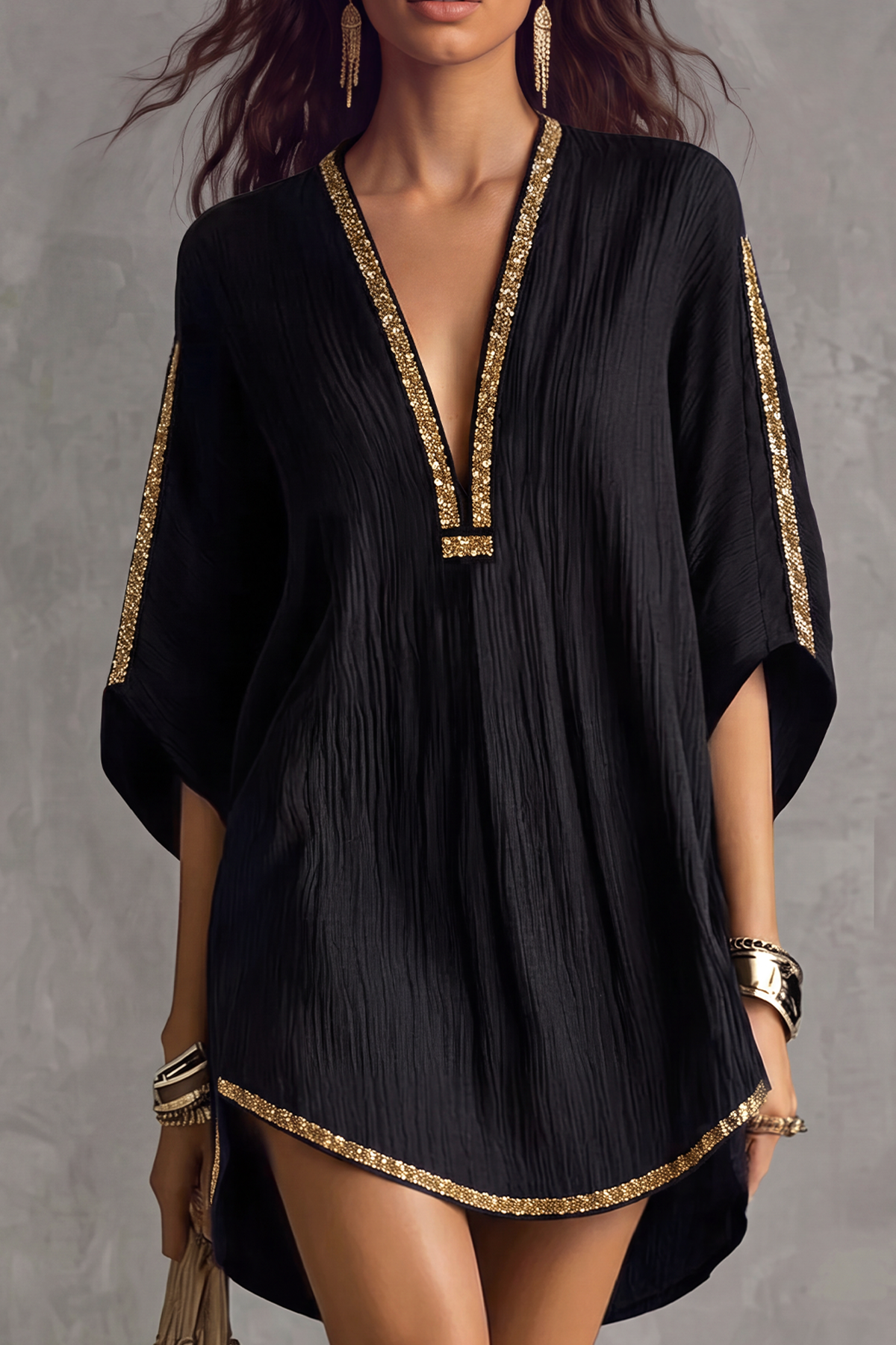 Modern Plunge Neck Mini Dress
