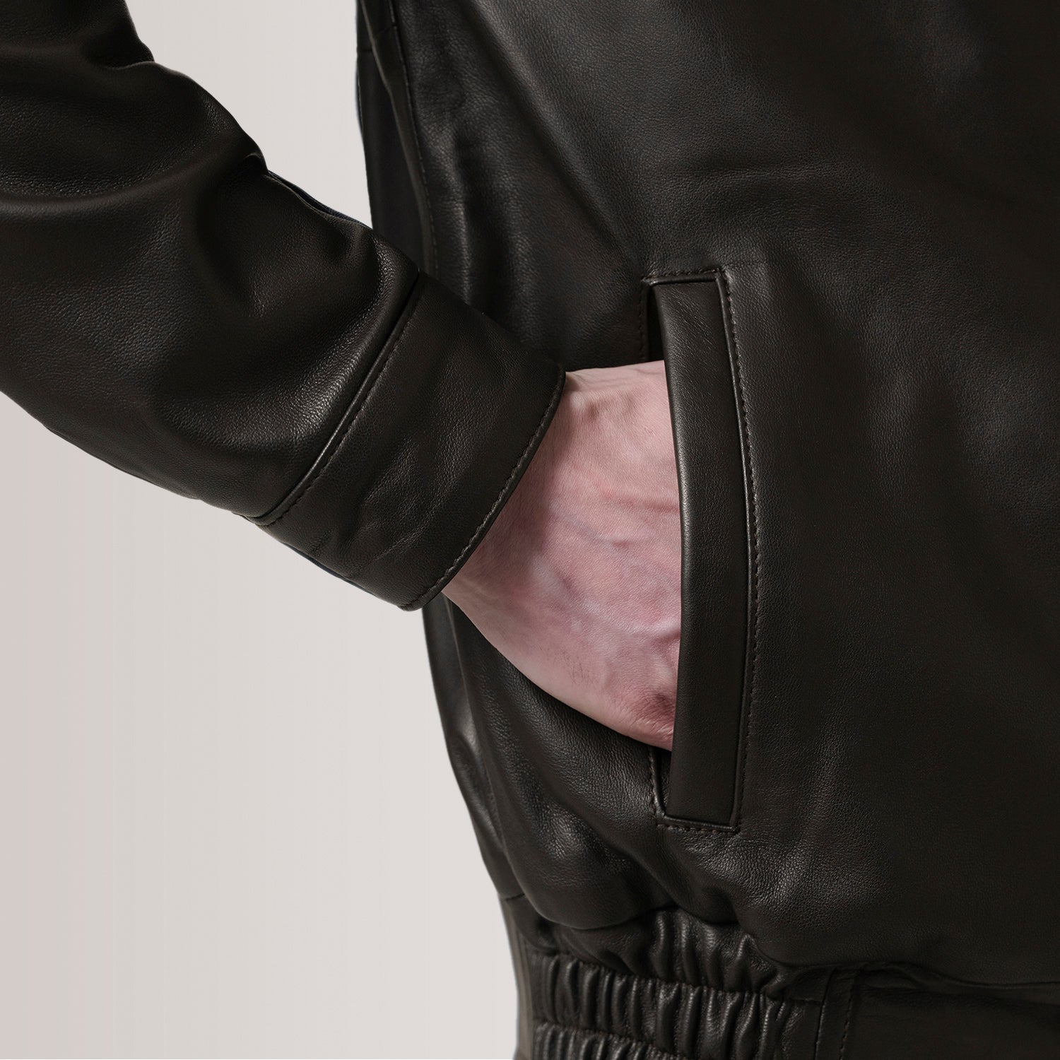 Men's Textured Bomber Leather Jacket