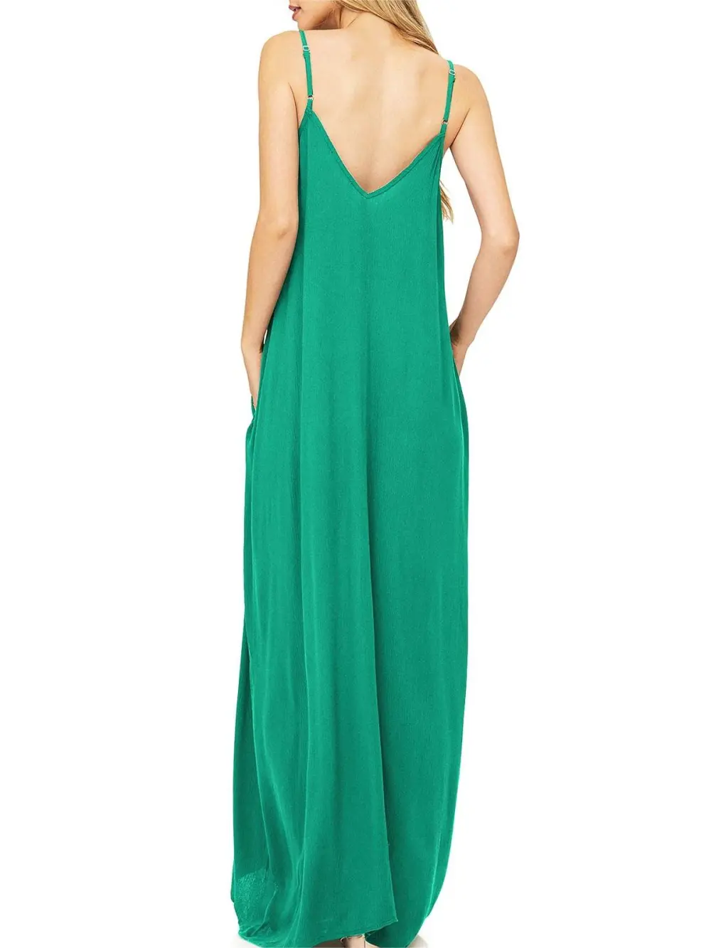 Solid Color V-Neck Maxi Dress