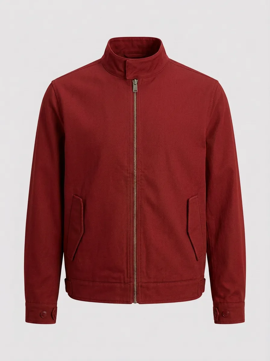 Men's Casual Military Style Olive Green Zip-Up Jacket