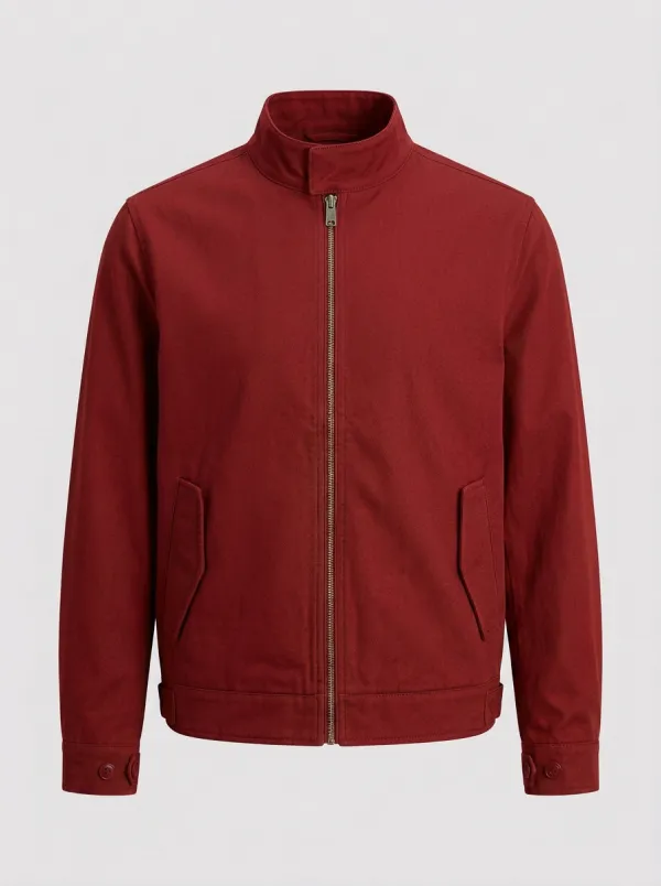 Men's Casual Military Style Olive Green Zip-Up Jacket