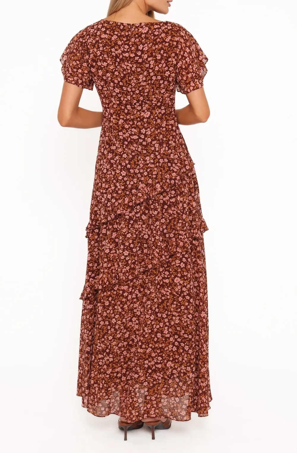 Ruffle Boat Neck Maxi Dress