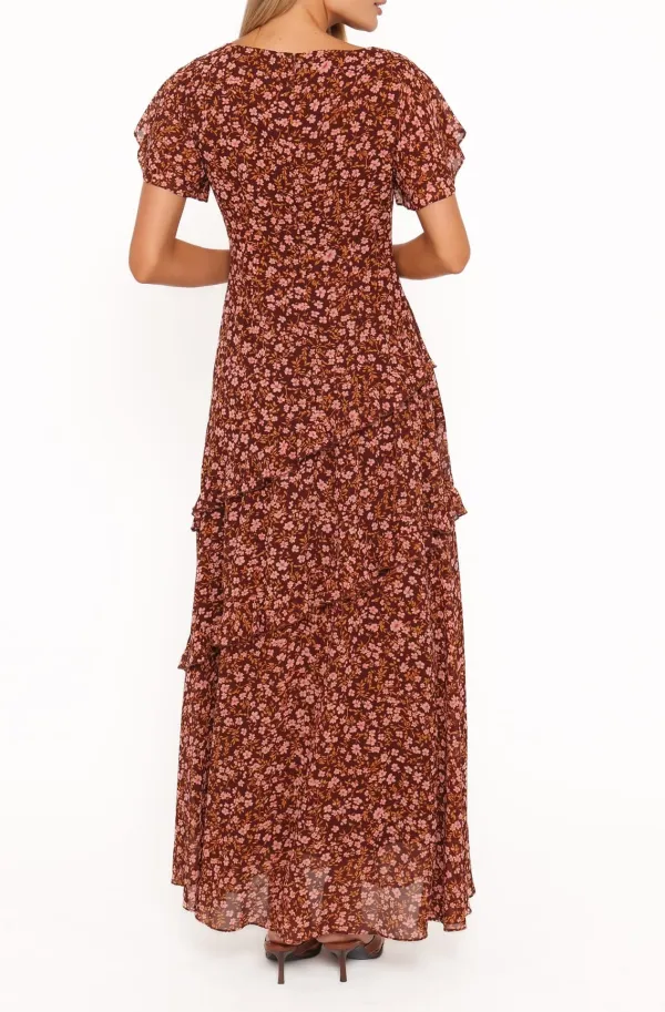 Ruffle Boat Neck Maxi Dress