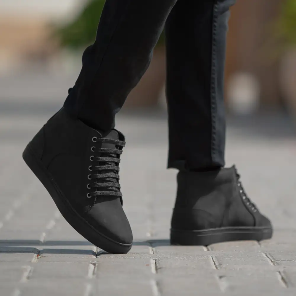 Nubuck Leather High Top Sneakers