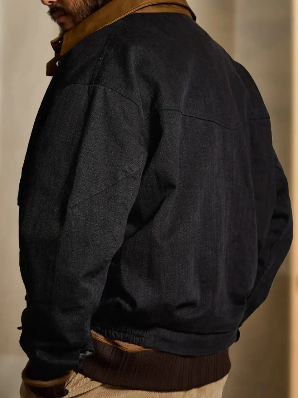 Men's Leather Button Front Field Jacket