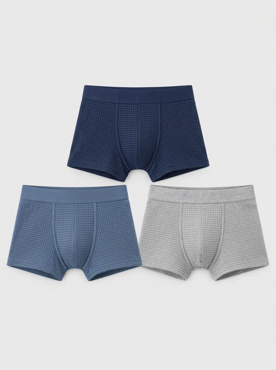Men's Navy Checkered Allover Boxer Briefs 3-Pack