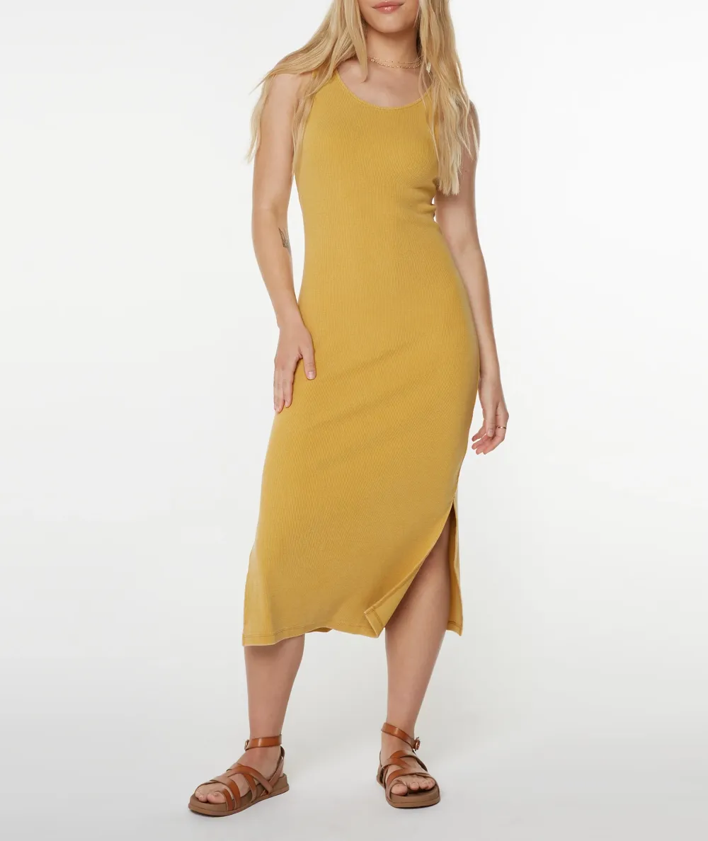 Stretch Cotton Ribbed Figure-Hugging Dress