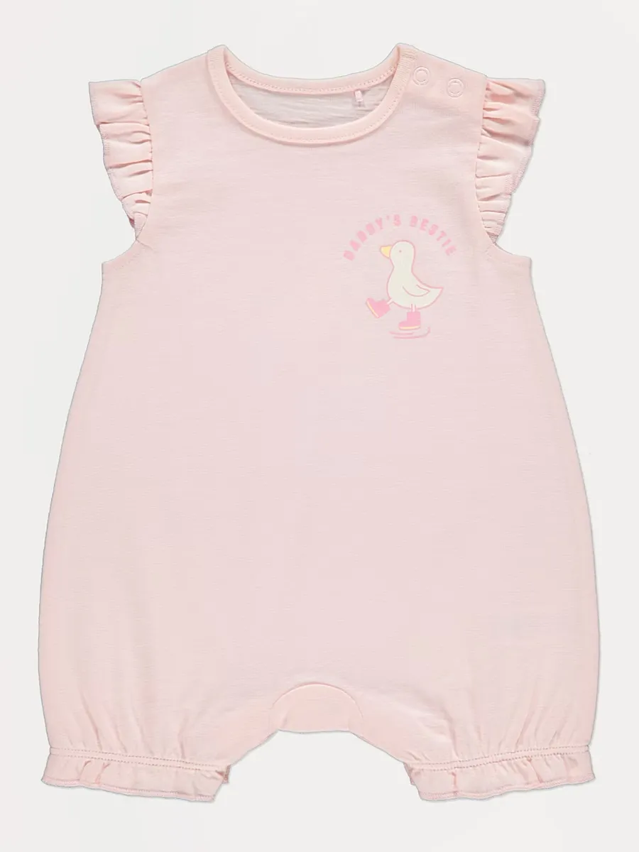 Pink Daddy’s Bestie Frill Sleeve Romper