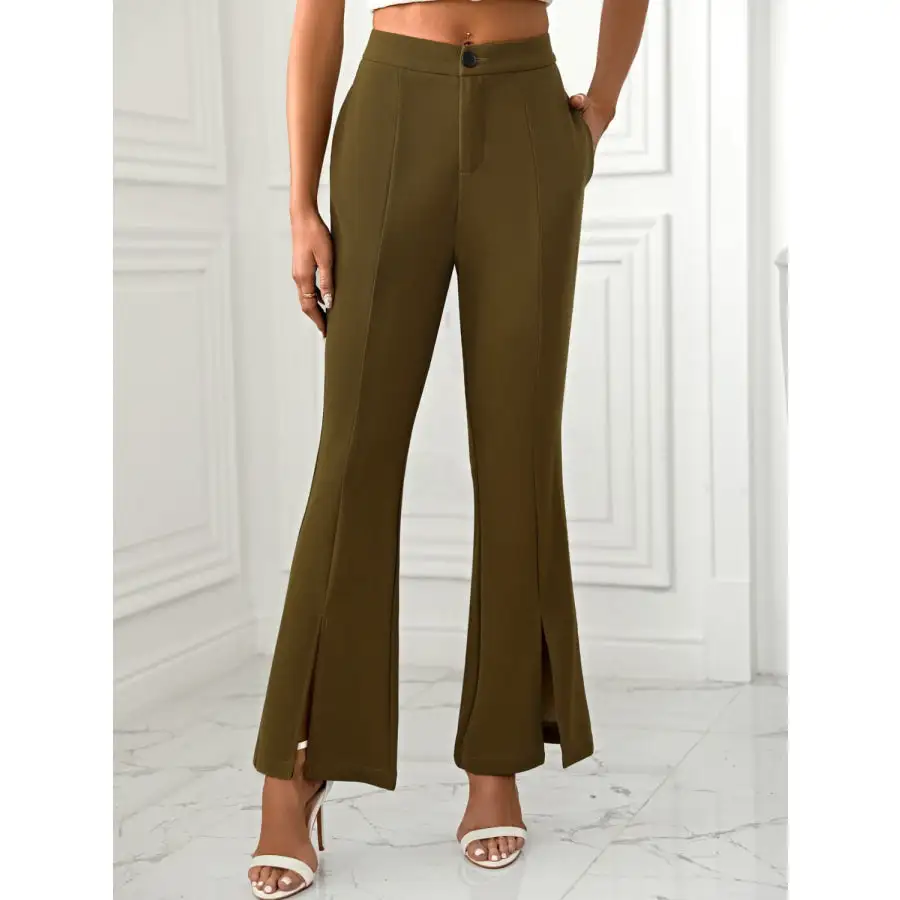 Slit Flare Pants with Pockets