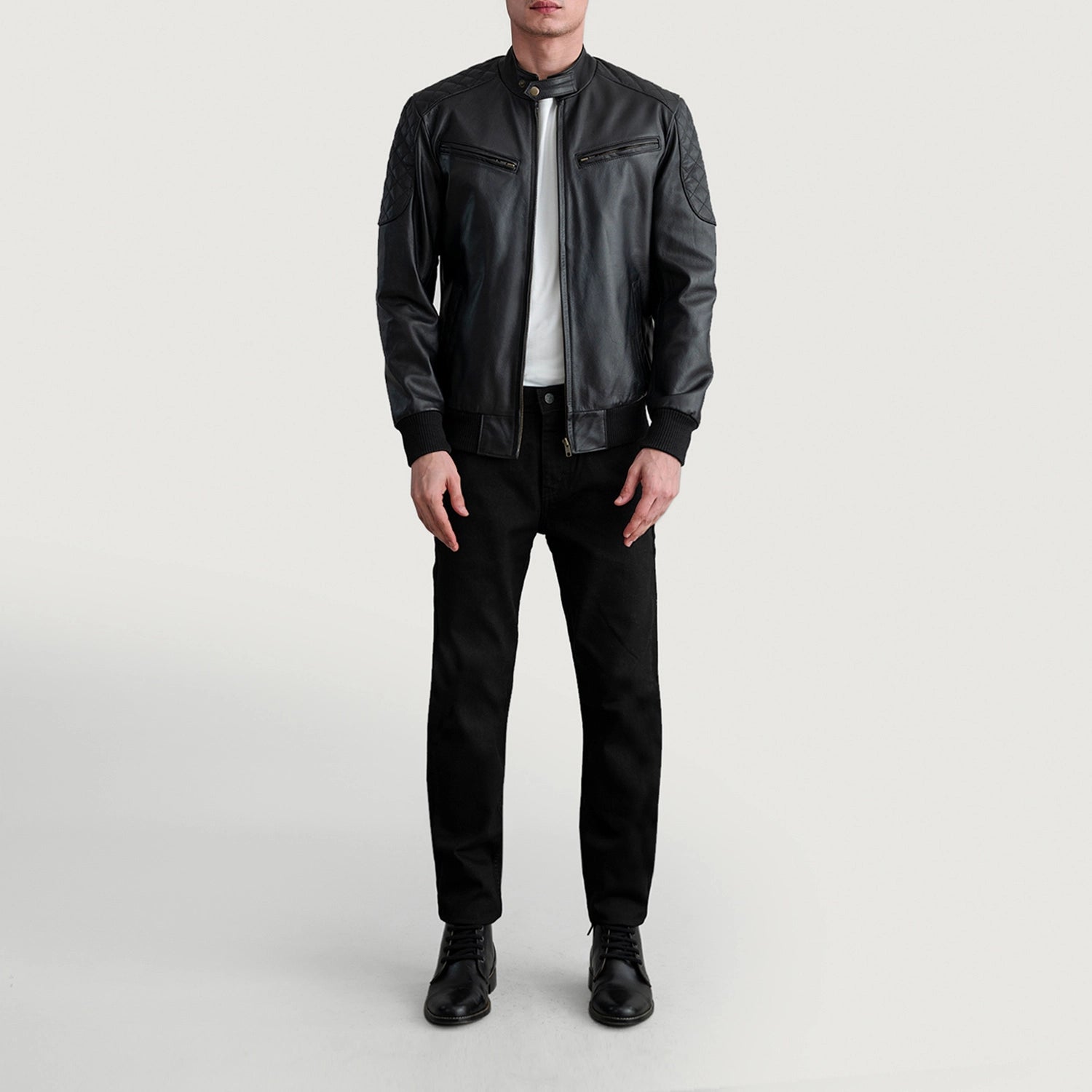 Men's Classic Bomber Leather Jacket