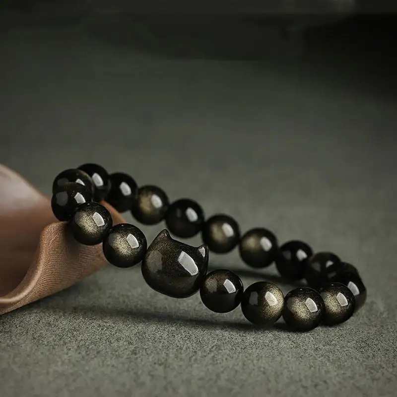 Obsidian Lovely Paw Cat Bracelet