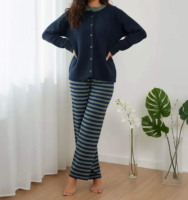 Striped Fleece Lined Lounge Set