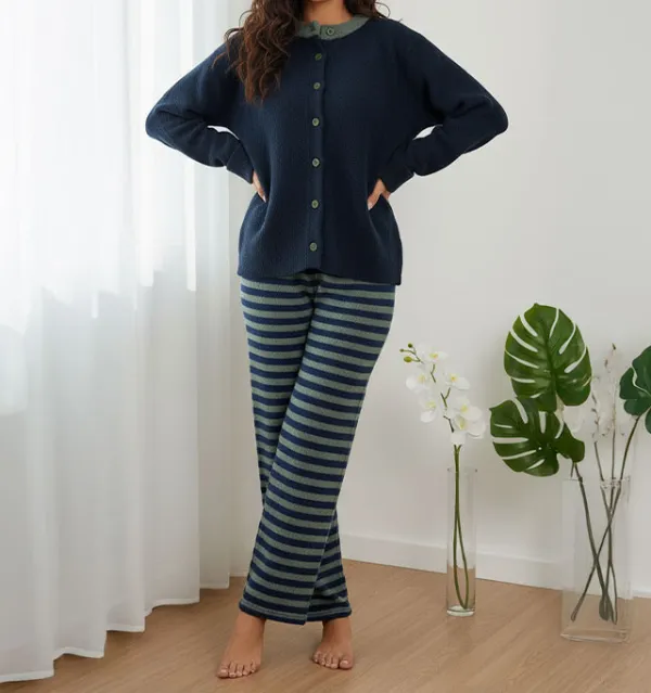 Striped Fleece Lined Lounge Set