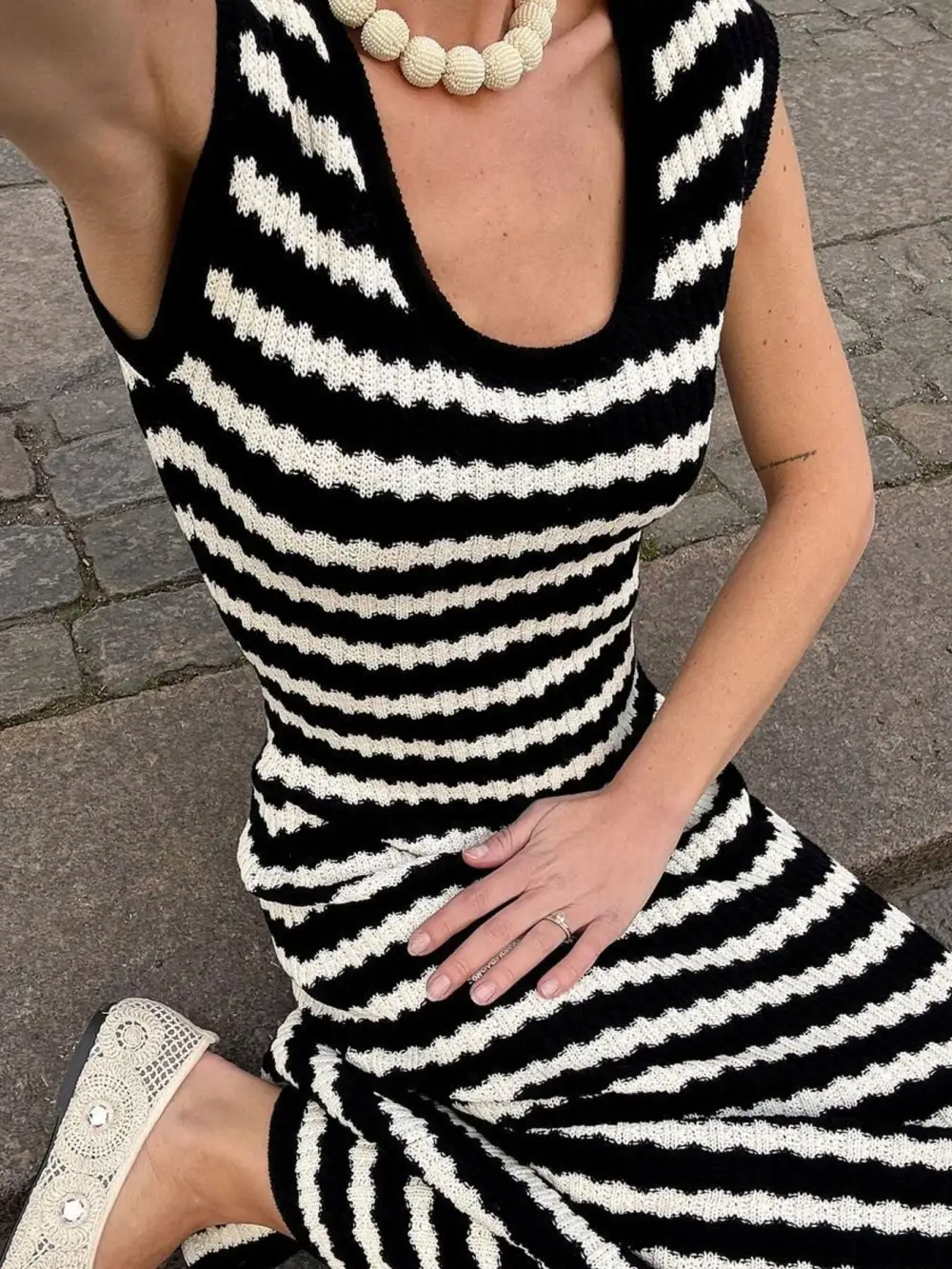 Knit Slit Sleeveless Midi Dress