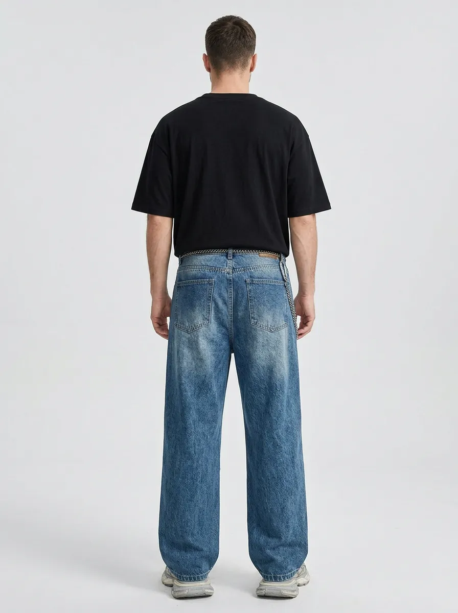 Unisex Urban Streetwear Graffiti Flame Jeans