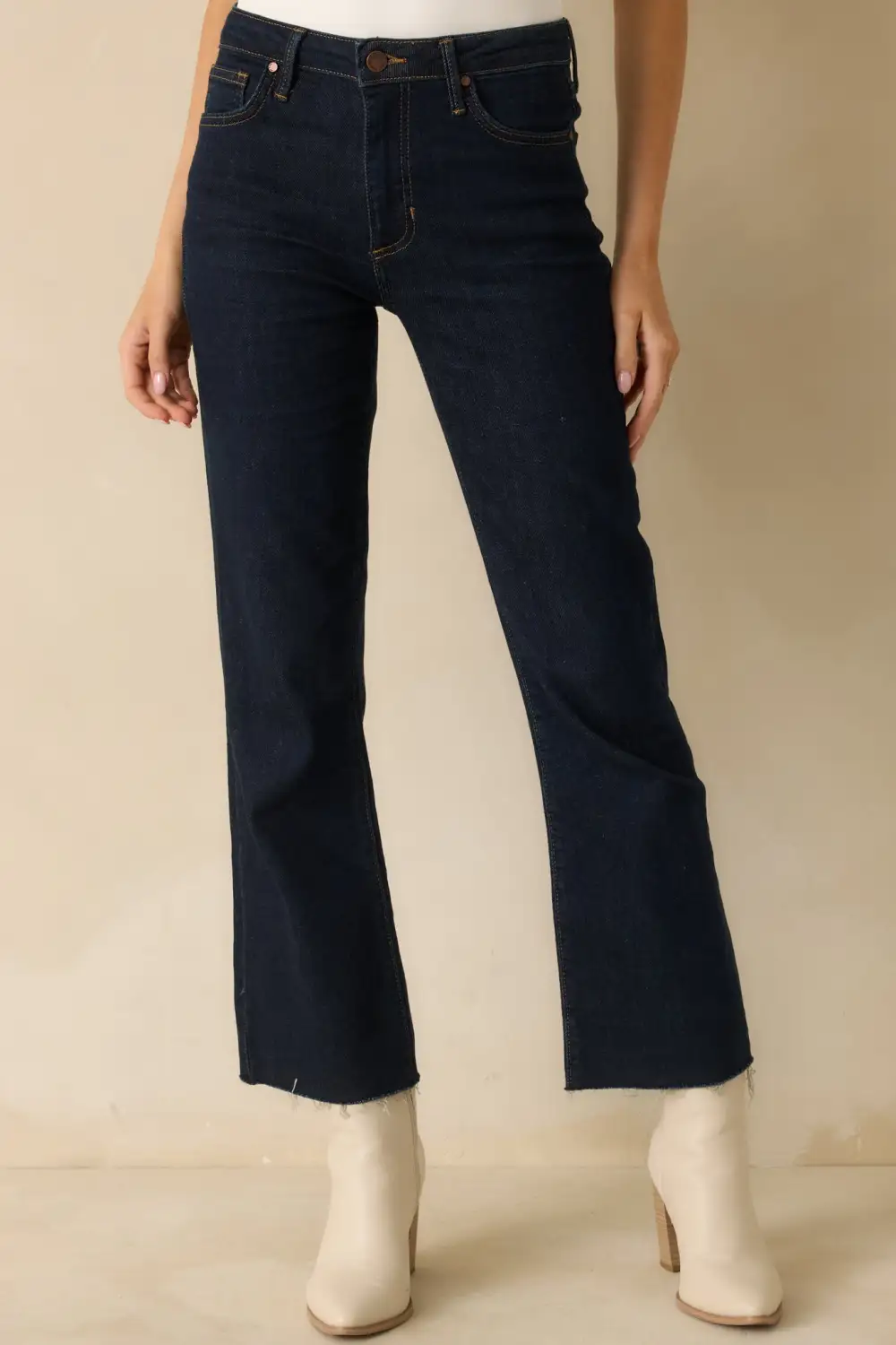 Curve Dark Wash Cropped Flare Jeans
