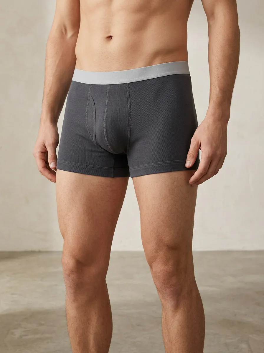 Dynamic Ribbed Cotton Finish Men's Boxer Briefs