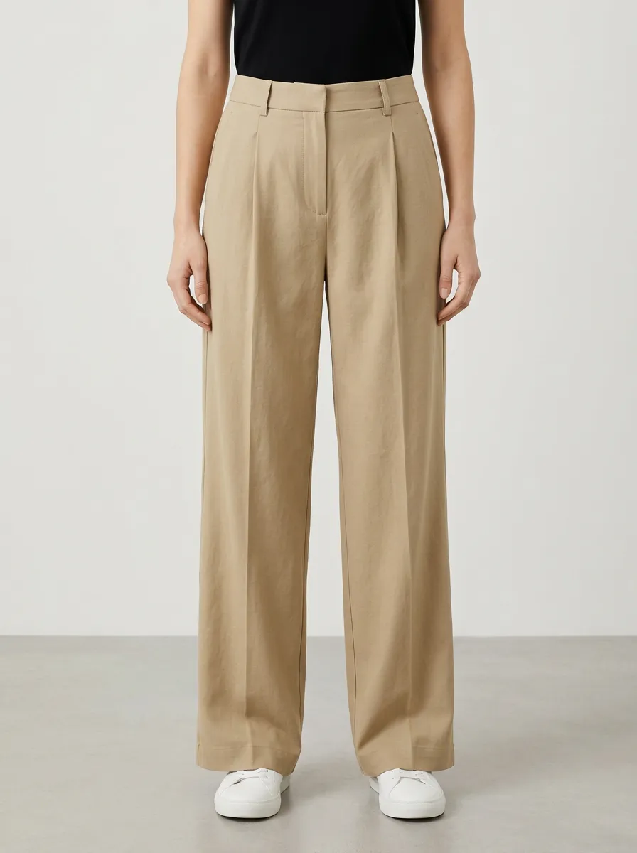 Modern Profile Pleated Wide-Leg Trousers